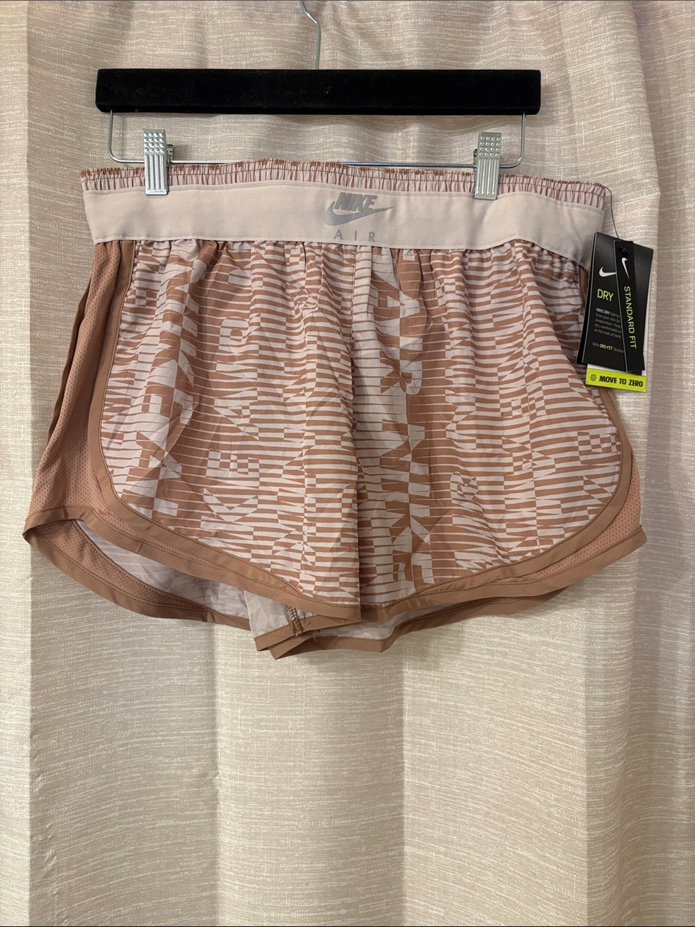 Women’s Nike Tan and Light Pink Striped Dri-FIT Running Shorts